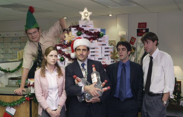 THE OFFICE -- NBC Series -- Pictured: (l-r) Rainn Wilson as Dwight Schrute, Jenna Fischer as Pam Beesly, Steve Carell as Michael Scott, B.J. Novak as Ryan Howard, John Krasinski as Jim Halpert -- NBC Universal Photo: Paul Drinkwater